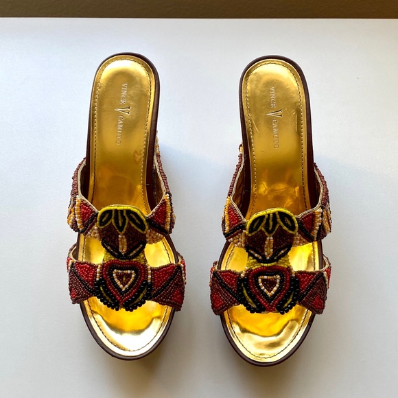 Vince Camuto Tribal Beaded Wedges - Picture 4 of 5